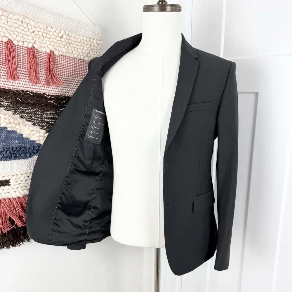 NEW Zara Wool Blend Slim Fit Blazer Graphite Grey Size 36US